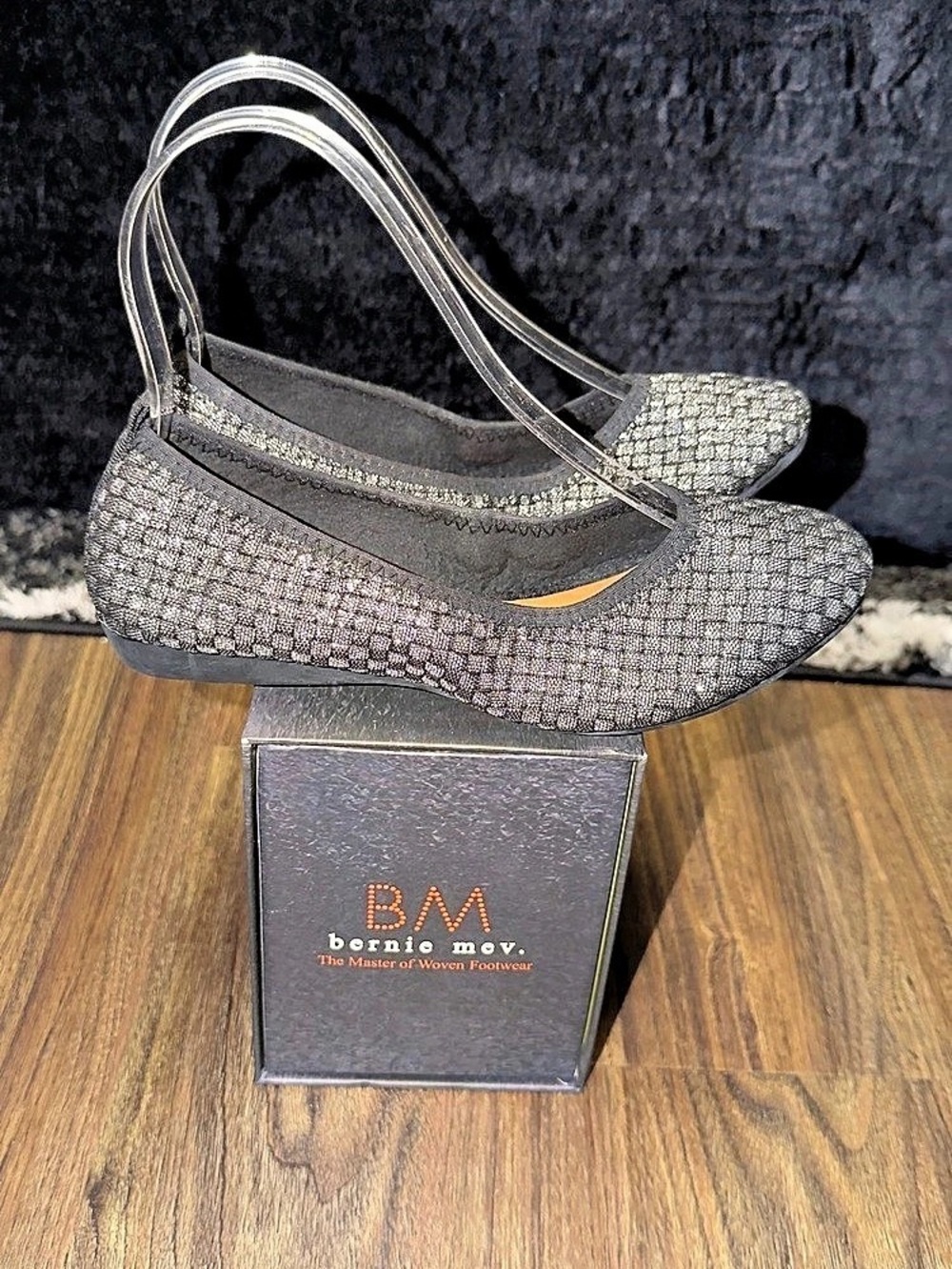 Bernie Mev Curlies Black Shimmer Foldable Flats